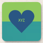Valentine Heart Custom Monogram Untersetzer (Vorderseite)