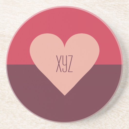 Valentine Heart Custom Monogram Untersetzer (Vorne)
