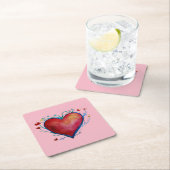 Valentine Heart Custom Square Untersetzer (Vor Ort)