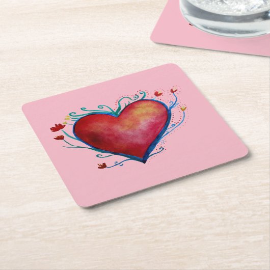 Valentine Heart Custom Square Untersetzer (angewinkelt)