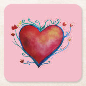 Valentine Heart Custom Square Untersetzer (Vorderseite)