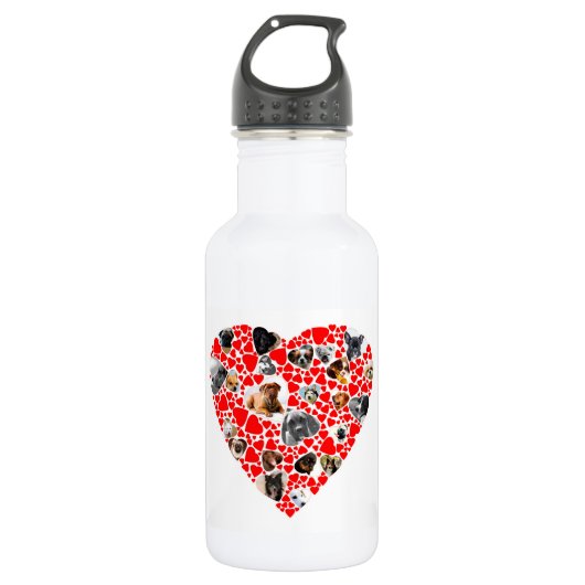 Valentine Heart Dog FotoCollage Trinkflasche (Vorderseite)
