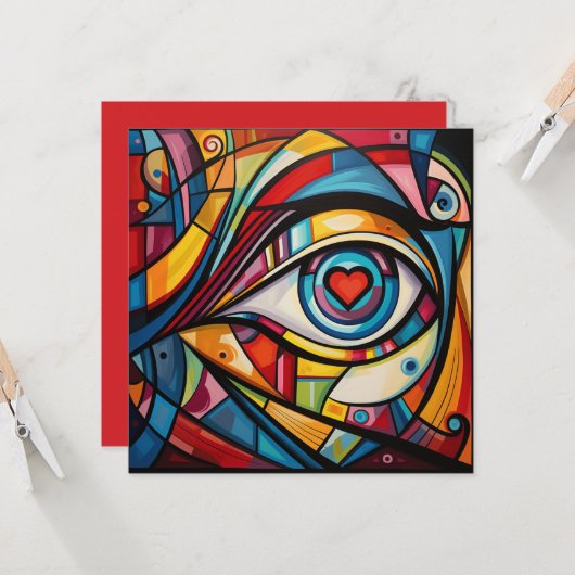 Valentine Heart Eye Abstrakte Kunst Karte (Vorderseite/Rückseite Beispiel)