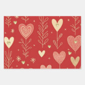Valentine heart floral wrapping paper geschenkpapier set (Vorderseite 3)