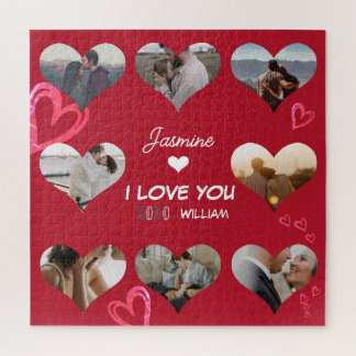 Valentine Heart Foto Collage XO I Liebe Sie Puzzle