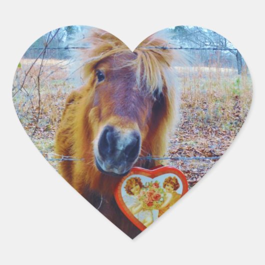Valentine Heart Horse Herz-Aufkleber (Vorderseite)