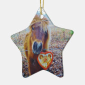 Valentine Heart Horse Keramik Ornament (Links)