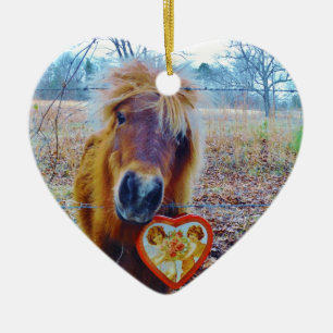 Valentine Heart Horse Keramik Ornament