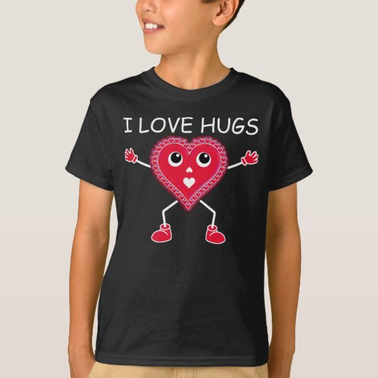VALENTINE-HEART-I-LIEBE HUGS-Niedlich, Funny, RED T-Shirt (Vorderseite)