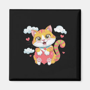 Valentine Heart Kitty Liebe Cat Rainbow Niedlich C Magnet