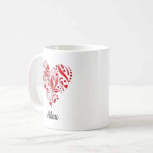 Valentine Heart Love Customizable Kaffeetasse (Vorderseite Links)