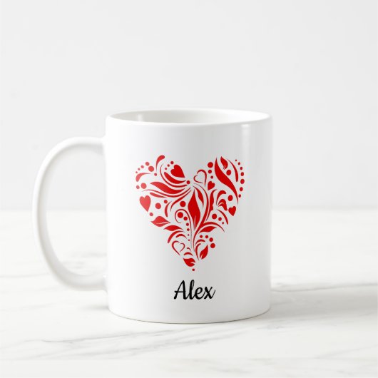Valentine Heart Love Customizable Kaffeetasse (Links)