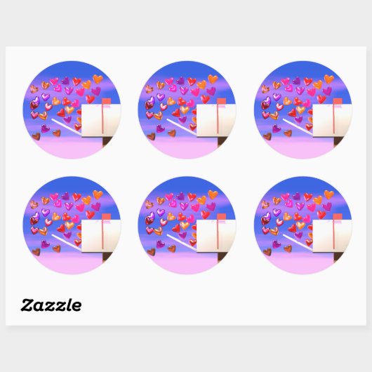 Valentine Heart Mail Runder Aufkleber (Blatt)