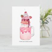 Valentine Heart Milkshake I Liebe You Pup Card Karte (Stehend Vorderseite)