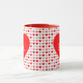 Valentine Heart Pattern & Red Heart Individuelle N Tasse (Zentrum)