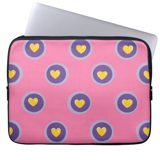 Valentine Heart Pattern with Circles – Cute Pink Laptopschutzhülle (Vorderseite)