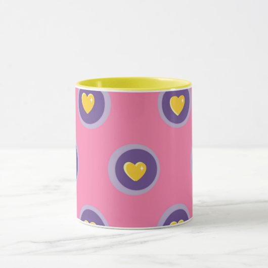 Valentine Heart Pattern with Circles – Cute Pink Tasse (Zentrum)
