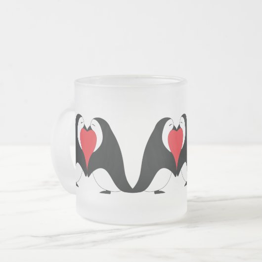 Valentine Heart Penguins Mattglastasse (Vorderseite Links)