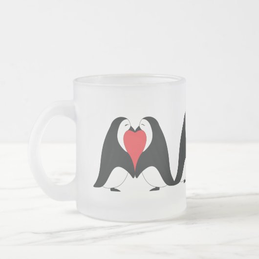 Valentine Heart Penguins Mattglastasse (Links)