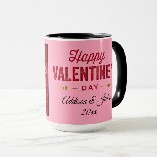 Valentine Heart Personalize FOTO TEMPLATE Geschenk Tasse (VorderseiteRechts)