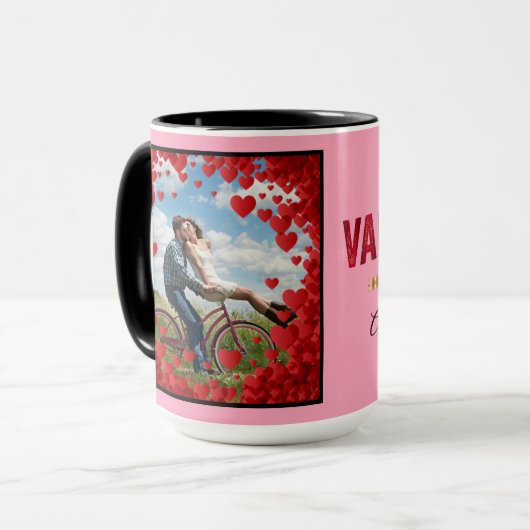 Valentine Heart Personalize FOTO TEMPLATE Geschenk Tasse (Vorderseite Links)