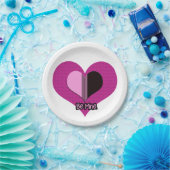 Valentine Heart Pink and Black Be Mine Pappteller (Party)