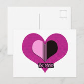 Valentine Heart Pink and Black Be Mine Postkarte (Vorne/Hinten)