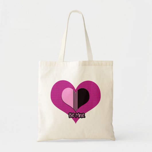 Valentine Heart Pink and Black Be Mine Tragetasche (Vorne)