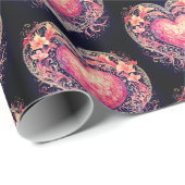 Valentine Heart Pink Liebe Blume Ornamente Geschenkpapier (Rolleneckpunkt)