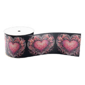 Valentine Heart Pink Liebe Blume Ornamente Ripsband (Spule)