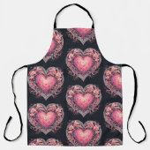 Valentine Heart Pink Liebe Blume Ornamente Schürze (Vorderseite)