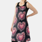 Valentine Heart Pink Liebe Blume Ornamente Schürze (InSitu)