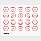 Valentine Heart Red Gingham Pattern Name Monogram Runder Aufkleber (Blatt)