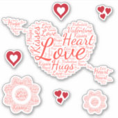 Valentine Heart Shapecloud Aufkleber (Vorderseite)