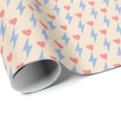 Valentine Heart Thunder Lightning Bolt Pink Blue Geschenkpapier (Rolleneckpunkt)