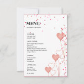 Valentine Heart wedding Brautparty Menu Karte (Vorderseite)