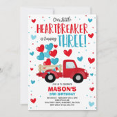 Valentine Heartbreaker 3. Geburtstag Red Blue Truc Einladung (Vorderseite)