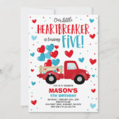Valentine Heartbreaker 5. Geburtstag Red Blue Truc Einladung (Vorderseite)