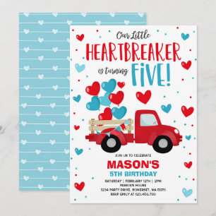 Valentine Heartbreaker 5. Geburtstag Red Blue Truc Einladung