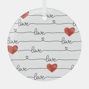 Valentine Hearts: 3D Line Design Ornament Aus Glas