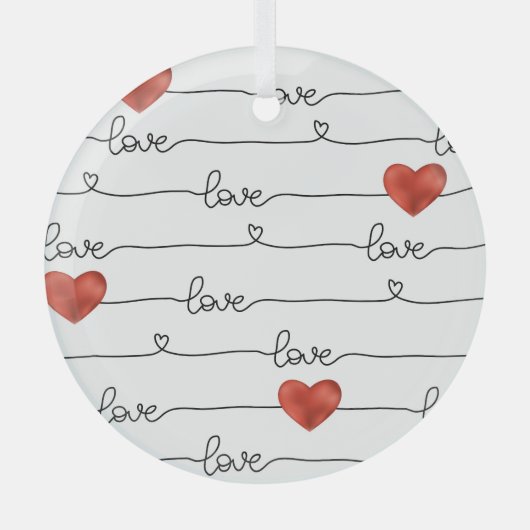 Valentine Hearts: 3D Line Design Ornament Aus Glas (Vorderseite)