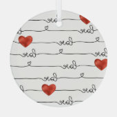 Valentine Hearts: 3D Line Design Ornament Aus Glas (Rückseite)
