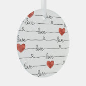 Valentine Hearts: 3D Line Design Ornament Aus Glas (Vorderseite Rechts)
