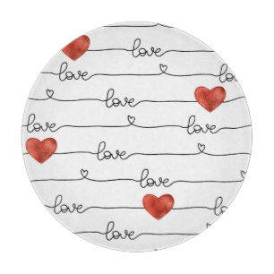 Valentine Hearts: 3D Line Design Schneidebrett
