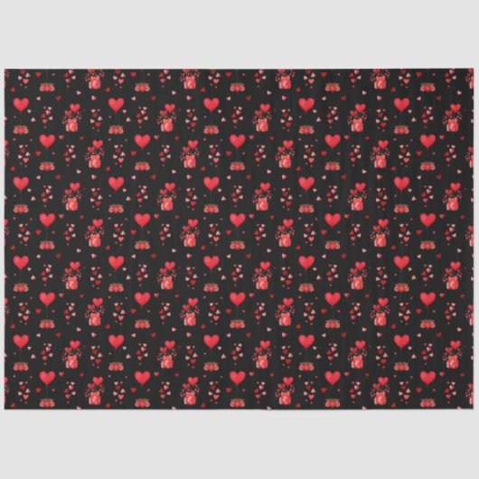 Valentine Hearts and Balloons on Black Seidenpapier (Vorderseite)