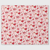 Valentine Hearts and Bows  Geschenkpapier (Flach)