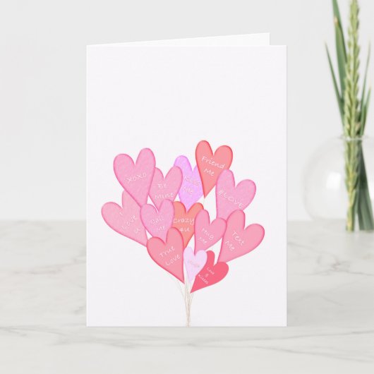 Valentine Hearts Balloons Dankeskarte (Vorderseite)