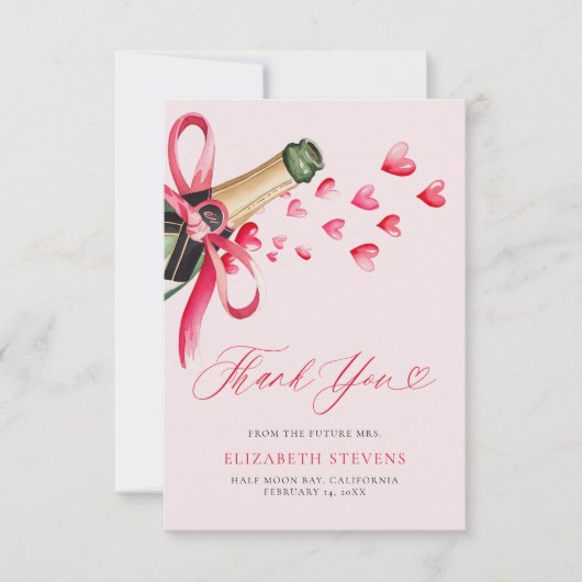 Valentine Hearts Bubbly Whimsical Bridal Shower Dankeskarte (Vorderseite)