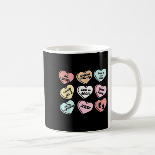 Valentine Hearts Candy Pregnancy Announcement Baby Kaffeetasse (Rechts)