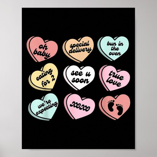 Valentine Hearts Candy Pregnancy Announcement Baby Poster (Vorne)